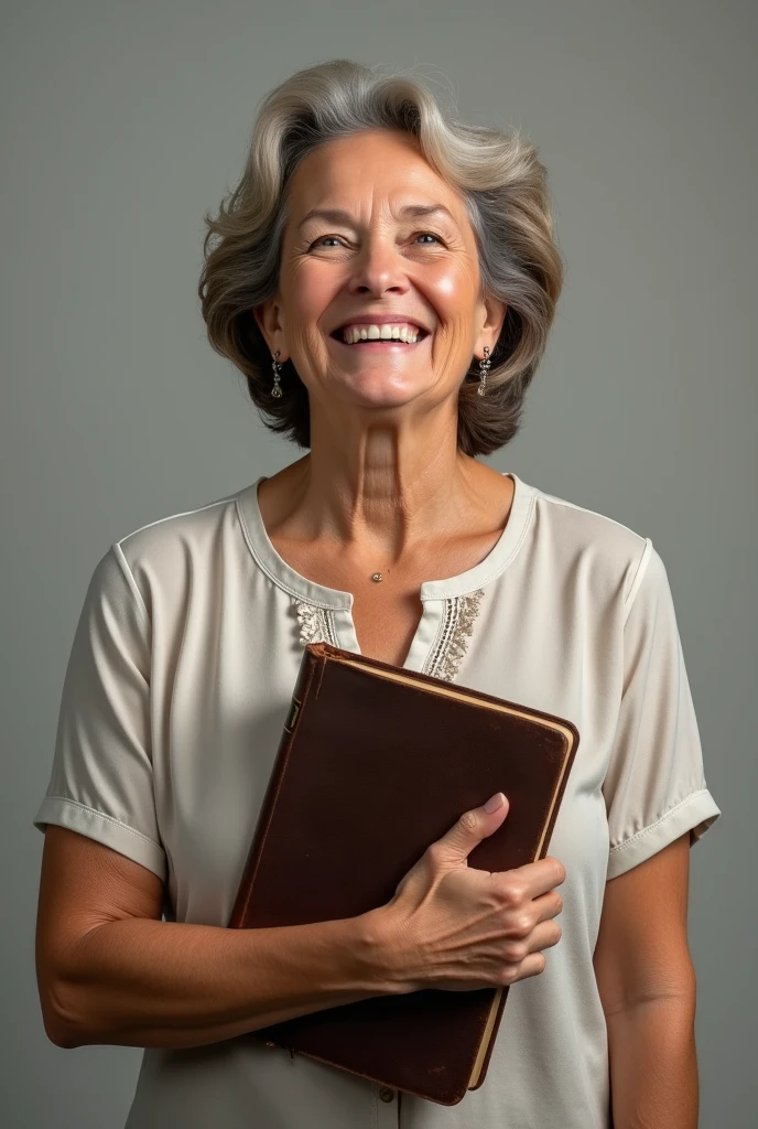 Defiant and happy lady with a bible