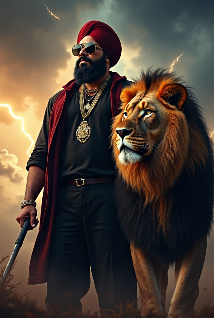 Sidhu moosa wala with lion