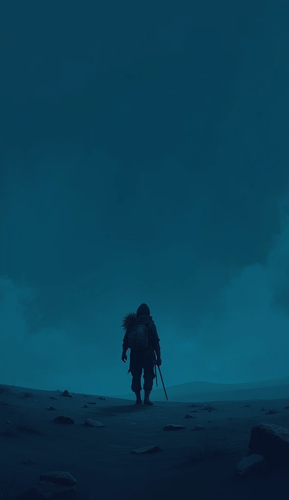 minimalist dark blue background, details, nomadic