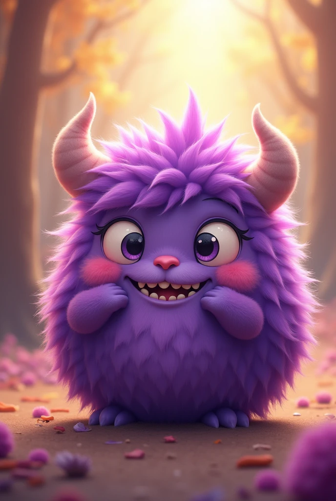Cute purple hairy monster