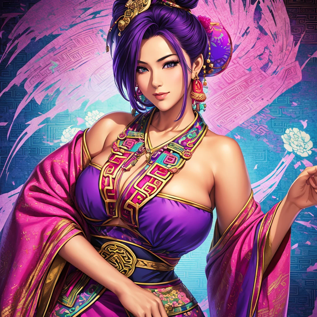 (absurd, high resolution, Extremely detailed), (1 a girl, Ancient Chinese costumes, whole body:1.3), Double tail, Purple Hair, rest , Glitch Art, Digital Distortion, Pixelate fragments, Data corruption, Colored Noise, Visual confusion, contemporary aesthetics rest , Enamel Art, Glassy surface, Vibrant colors, Bright finish, Reflective texture, Rich in pigment, fluid forms rest , Ethnic style, Traditional Clothing, Vibrant Patterns, Handmade Textiles, Cultural Themes, Beaded Jewelry, Handmade accessories