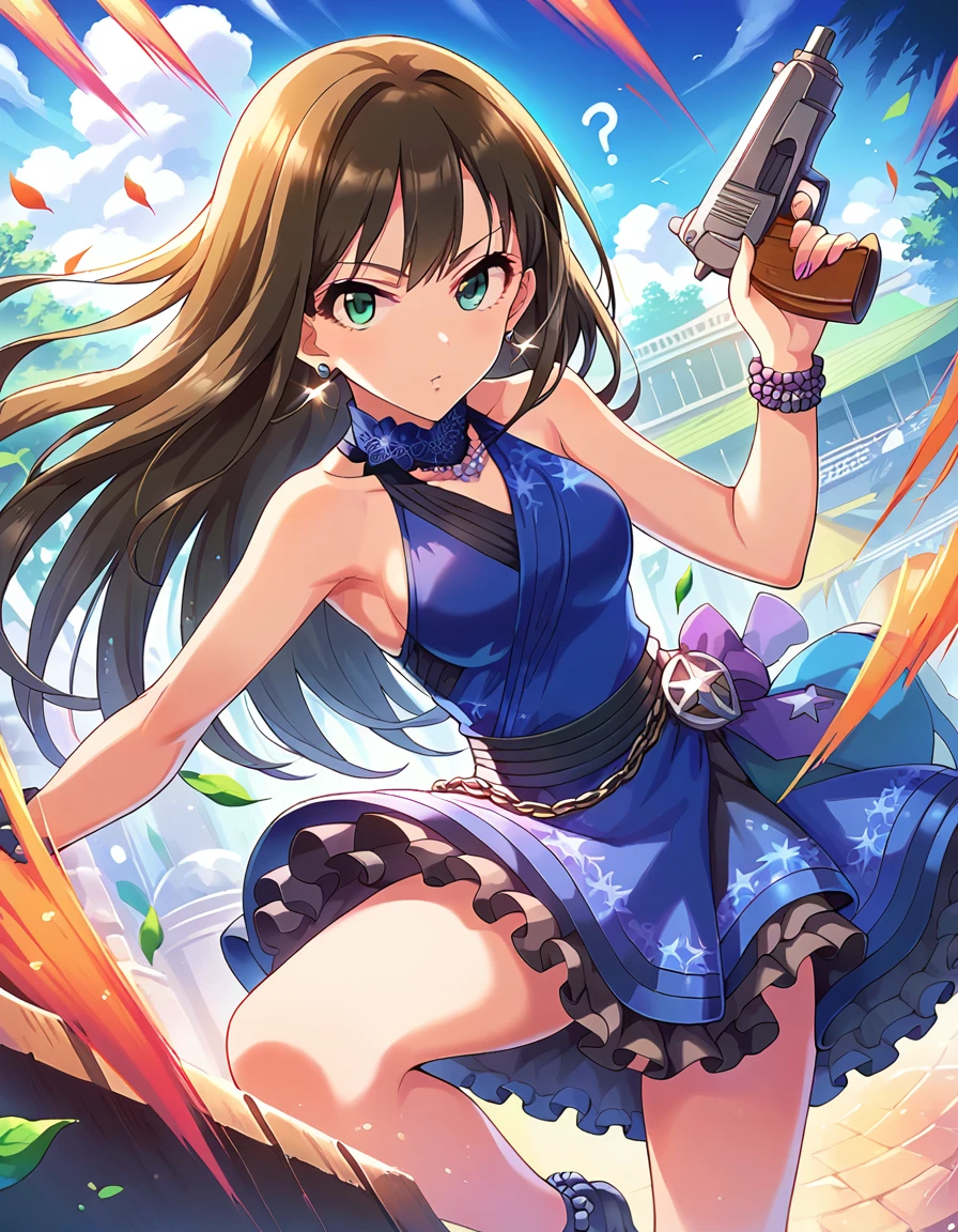 score_9, score_8_superior, score_7_superior, sauce_anime,
evaluation_Sensitive, bar counter，cyber punk，Green Eyes，Long Hair，Glamorous Dress，sunglasses，Ready your gun?，Cool expression，cool，Earrings，Gunfight，Agent，