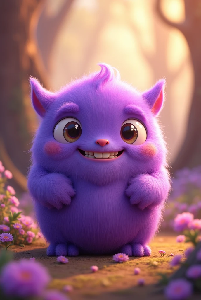 Cute purple hairy monster