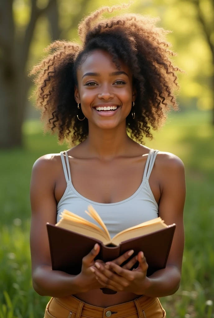 Defiant and happy 20 year old girl with a bible