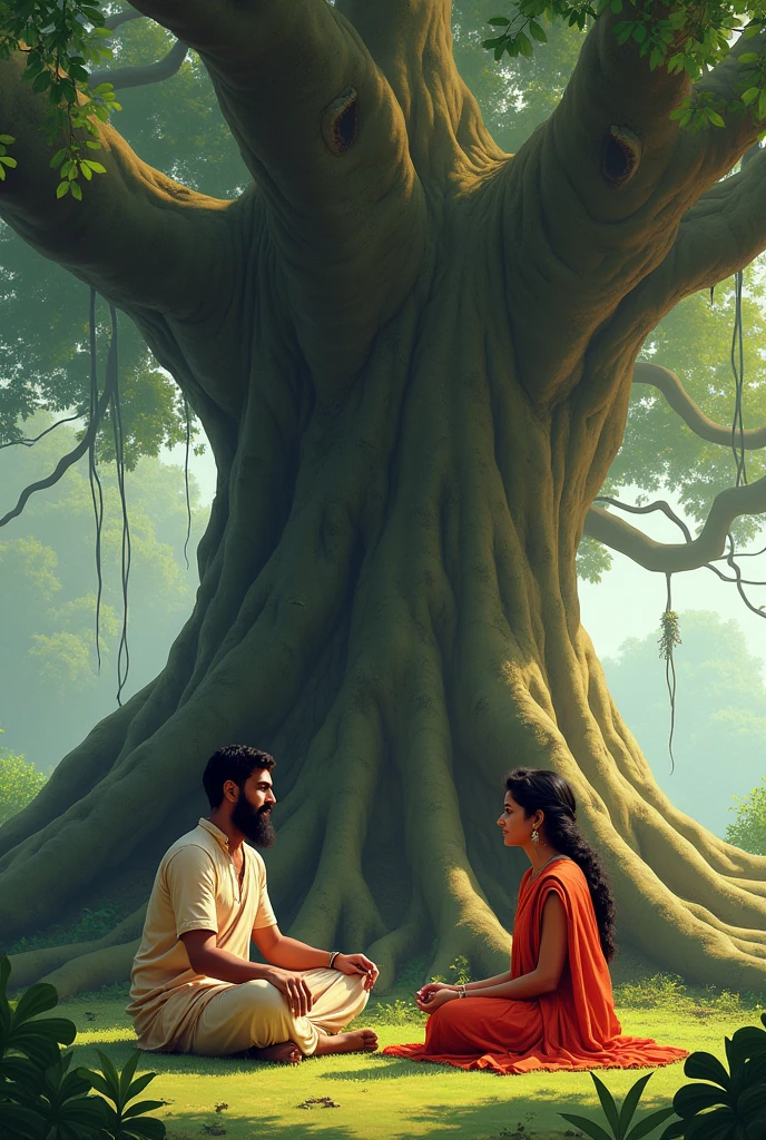 বট গাছের নিচে এক ধরবে আর এক লোক কথা বলছে