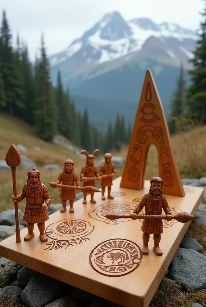 Erdtele mir made of wood a throwing game for children with Viking motif