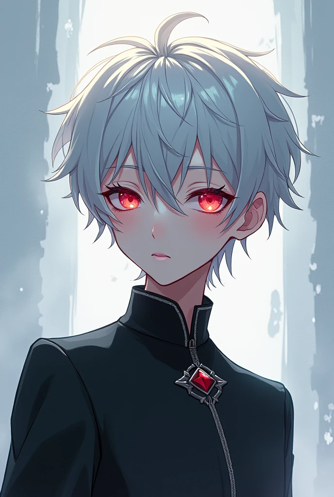 white anime boy with red eyes 