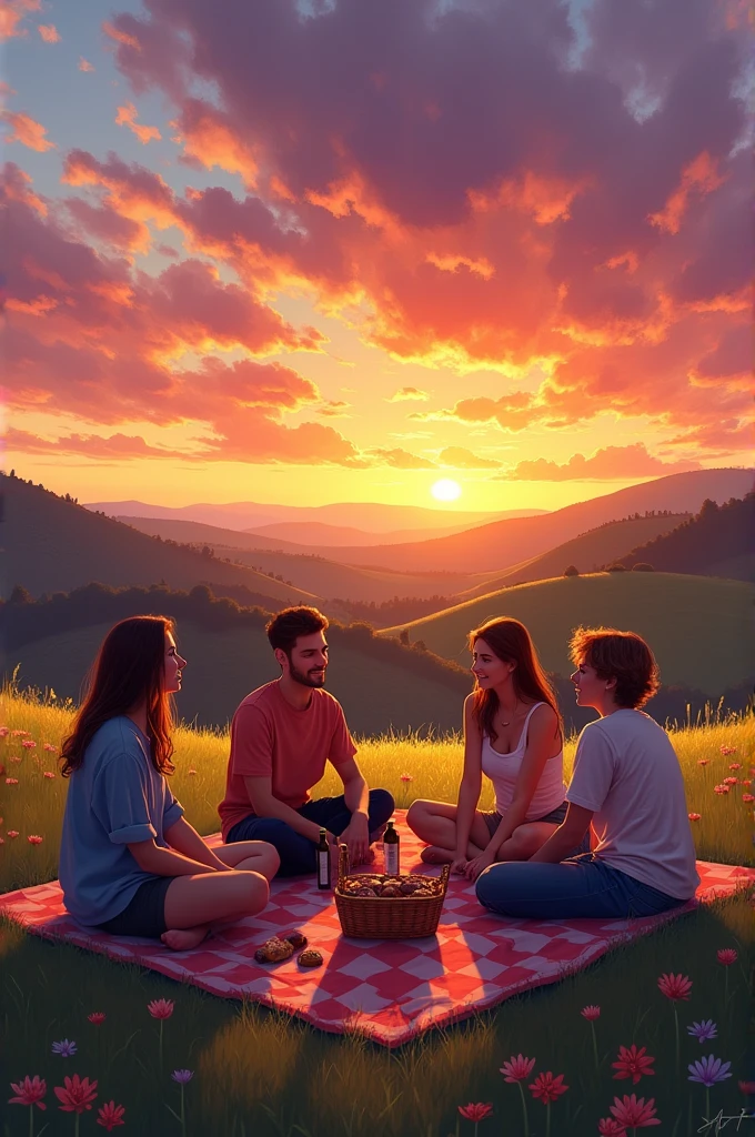 A sunset and a picnic with friends 