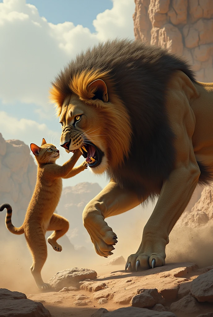 Cat killing a lion