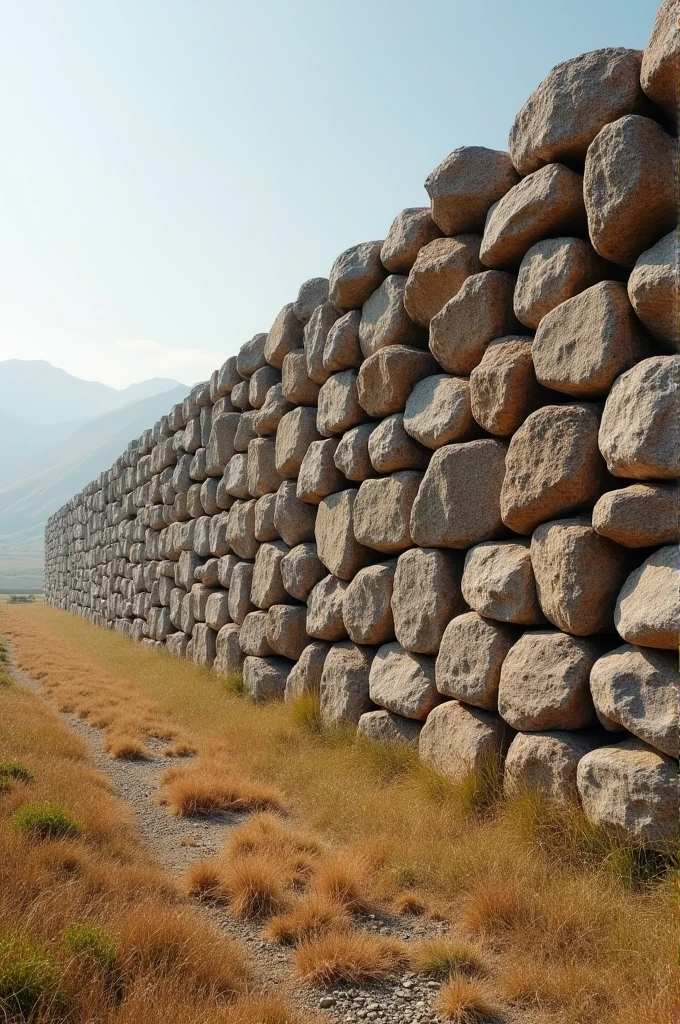 Create a wall of 2,16m high by 4,27m wide with rustic stones