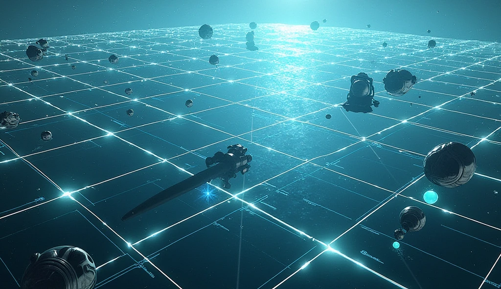 The Sea of Simulation existed within the ENCOM Mainframe,[1] the Sea of Simulation featured a geometric surface from which digital "bubbles" or spheres slowly floated upward; these could be hazardous for vehicles flying over the area. The sea also frequently generated gridbugs, insect-like creatures which could cause glitches in the system. The most common method of transport over the sea was by Solar Sailer, with frequent beams crossing the sky; recognizers could also use the beams for navigation and support