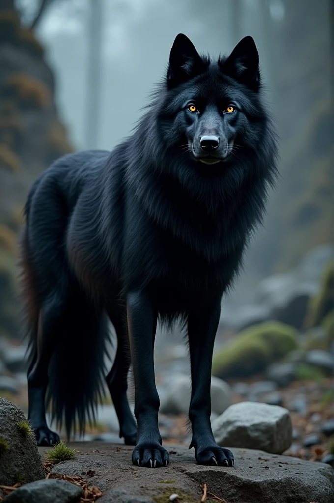 Black wolf long hair