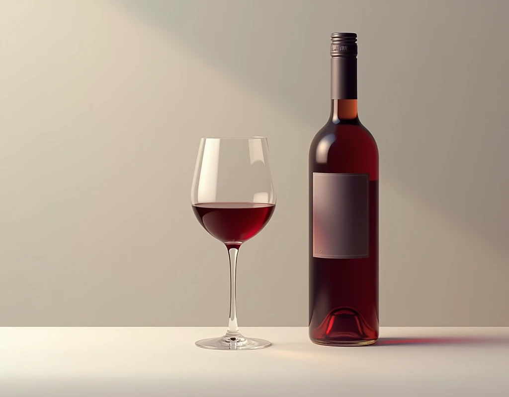 We need an image of a glass filled with wine and a wine bottle next to it