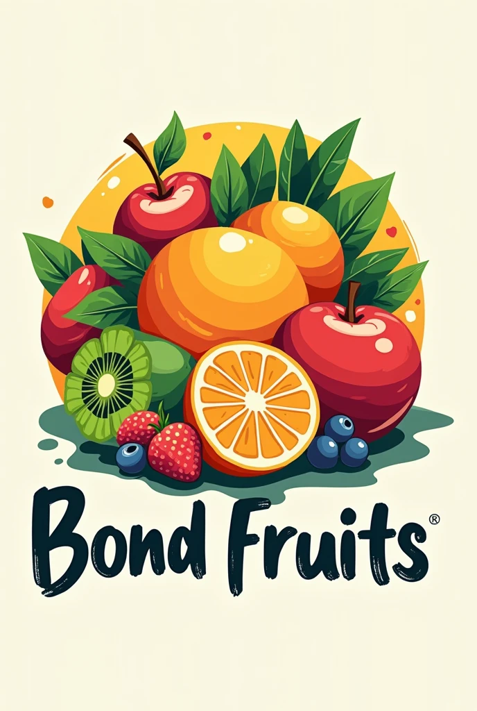 Create a colorful logo for a fruit and vegetable store called "bond fruits"