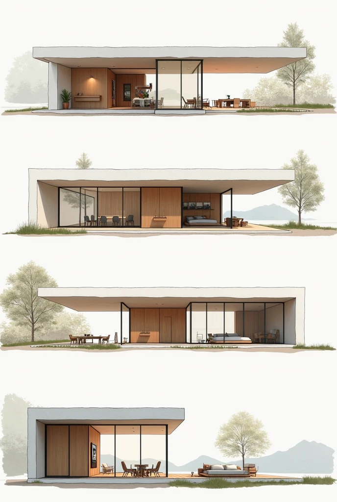 Modern house Interior Lund design six Sketches