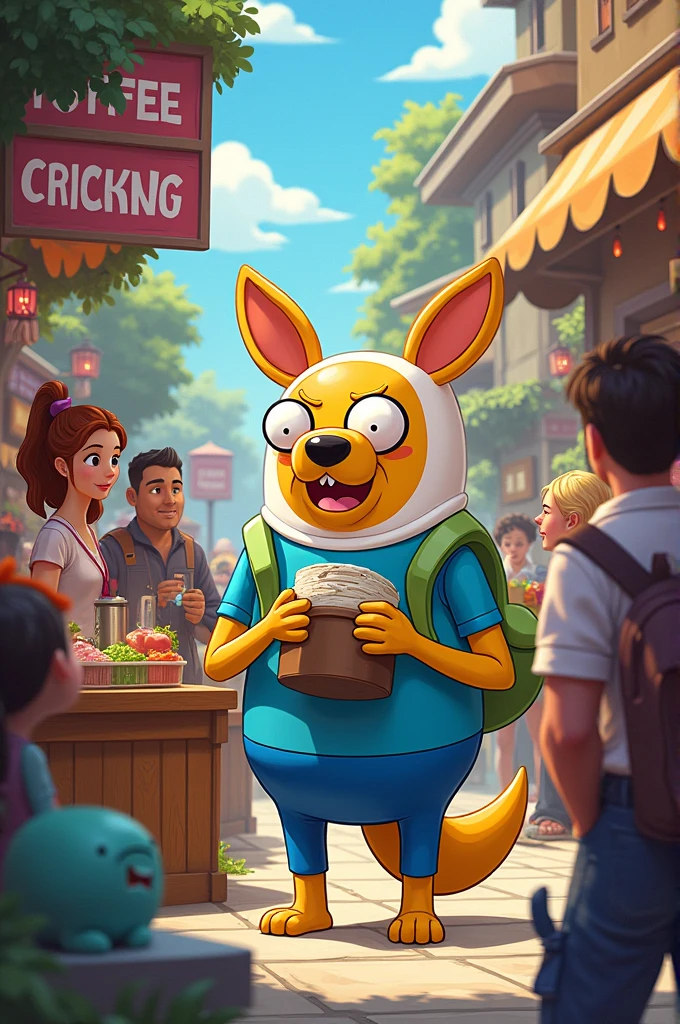 Jack at adventure time working with the public 

