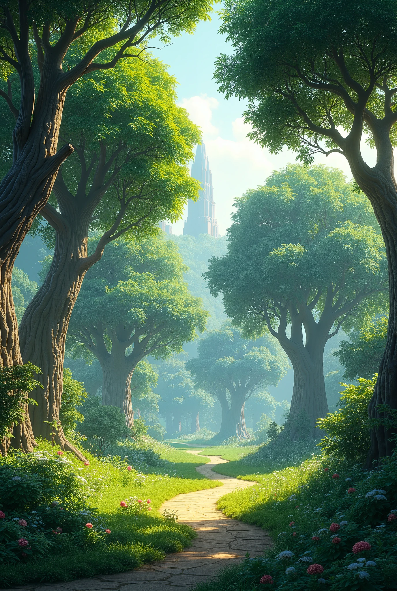 garden with many trees