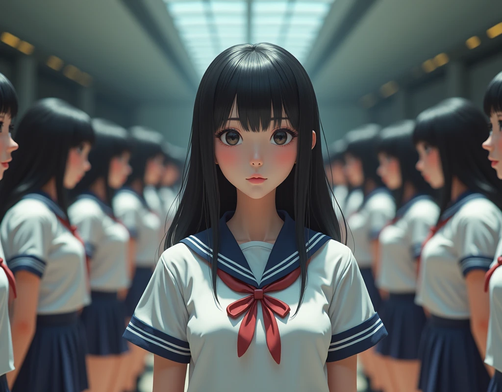 (Japanese Clone-girls=Myself), (Super Best masterpiece Clone-girls Raw Photography Art), (16K, Highest quality, Ultra-high resolution, RAW Photos), (It&#39;s so unrealistic., With unparalleled depiction, With an unfathomable sight, An unprecedented and shocking worldview, Clone-girls: In a world of mass reproduction, Ultra-realistic), (Japanese Girls, Suzuki-Rio, 16yo, Small face, Thick black hair, long hair, Dark Eyes, Mature face, Cute Smile, Smiling face, A gentle gaze, Very pleasant look), (Very beautiful detailed girls, Accurate body structure, Accurate body movements, Very detailed body, (Super big breasts, Large bulge of ample breasts)), ((Schoolgirl uniform, Short sleeve, mini skirt, Emphasise the fullness of your breasts)), (Very detailed, Myself cloning, Depiction of splitting oneself, 1Myself girl→1,000,000,000,000,000,000,000,000,000,000Myself cloning girls), (Myself clone girlsは, With the same perfect appearance without any difference, to multiply in large numbers), (Very detailed depiction, Myself&#39;s multiplying female body, In the same female body,With the same face, With the same hairstyle, In the same clothes, At the same height, 同じSuper big breastsで, A completely indistinguishable female body, 1,000,000,000,000,000,000,000,000,000,000 people), (Myself girls only), (Academy, academic level, Commemorative photo depiction, Tiered stage photography, Happy smile, Front view)