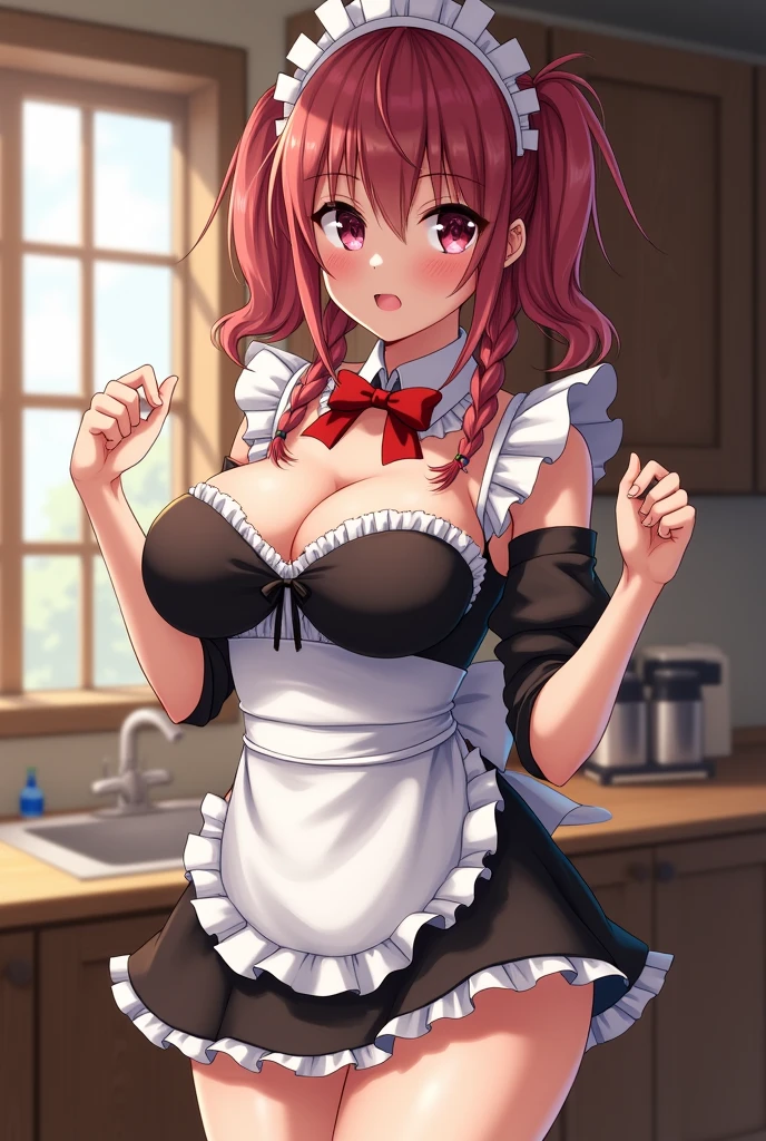 Horny anime naked maid girl