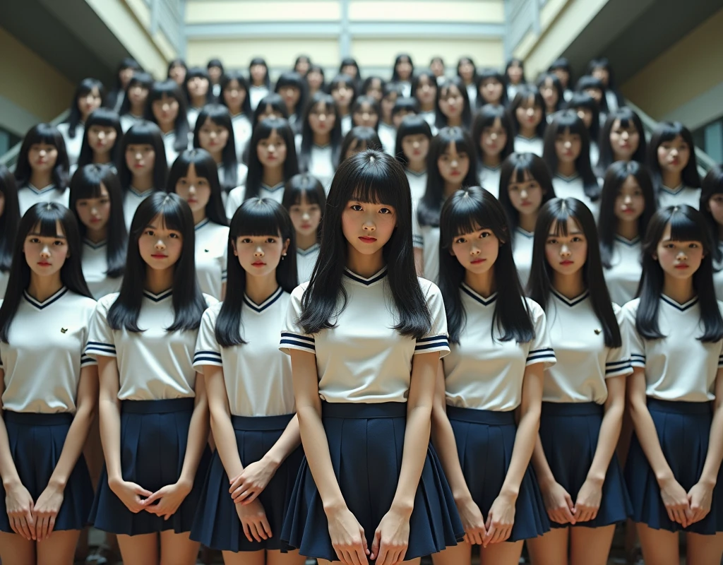 (Japanese Clone-girls=Myself), (Super Best masterpiece Clone-girls Raw Photography Art), (16K, Highest quality, Ultra-high resolution, RAW Photos), (It's so unrealistic., With unparalleled depiction, With an unfathomable sight, An unprecedented and shocking worldview, Clone-girls: In a world of mass reproduction, Ultra-realistic), (Japanese Girls, Suzuki-Rio, 16yo, Small face, Thick black hair, long hair, Dark Eyes, Mature face, Cute Smile, Smiling face, A gentle gaze, Very pleasant look), (Very beautiful detailed girls, Accurate body structure, Accurate body movements, Very detailed body, (Super big breasts, Large bulge of ample breasts)), ((Schoolgirl uniform, Short sleeve, mini skirt, Emphasise the fullness of your breasts)), (Very detailed, Myself cloning, Depiction of splitting oneself, 1Myself girl→1,000,000,000,000,000,000,000,000,000,000Myself cloning girls), (Myself clone girlsは, With the same perfect appearance, to multiply in large numbers), (Very detailed depiction, Myself's multiplying female body, In the same female body,With the same face, With the same hairstyle, In the same clothes, At the same height, 同じSuper big breastsで, A completely indistinguishable female body, 1,000,000,000,000,000,000,000,000,000,000 people), (Myself girls only), (Academy, academic level, Commemorative photo depiction, Tiered stage photography, Happy smile, Front view)