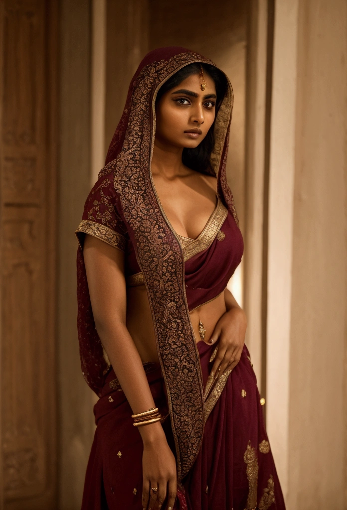 a beautiful mysterious Indian woman, Western fashion,