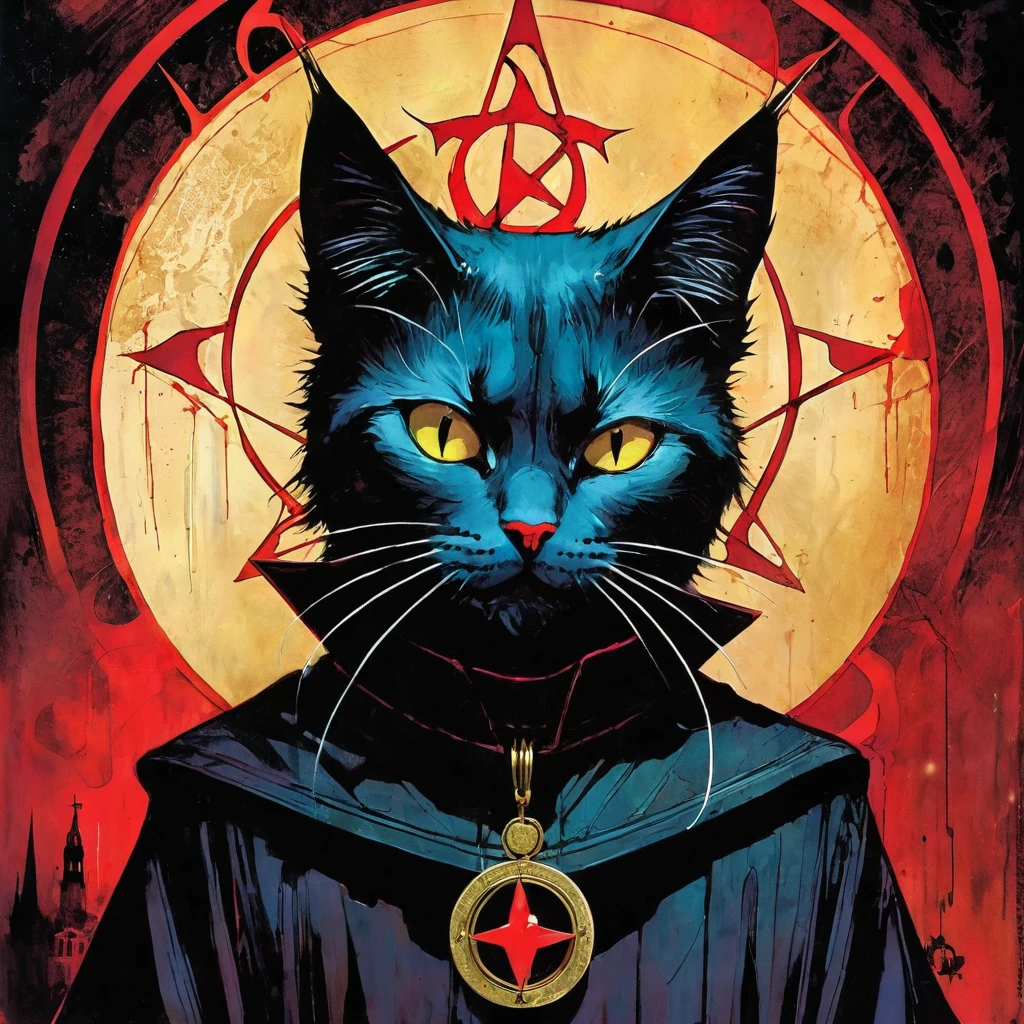 SATANIC cat ( art inspired by Bill Sienkiewicz and Dave McKean)