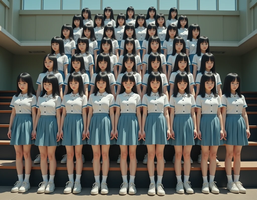 (Japanese Clone-girls=Myself), (Super Best masterpiece Clone-girls Raw Photography Art), (16K, Highest quality, Ultra-high resolution, RAW Photos), (It&#39;s so unrealistic., With unparalleled depiction, With an unfathomable sight, An unprecedented and shocking worldview, Clone-girls: In a world of mass reproduction, Ultra-realistic), (Japanese Girls, Suzuki-Rio, 16yo, Small face, Thick black hair, long hair, Dark Eyes, Mature face, Cute Smile, Smiling face, A gentle gaze, Very pleasant look), (Very beautiful detailed girls, Accurate body structure, Accurate body movements, Very detailed body, (Super big breasts, Large bulge of ample breasts)), ((Schoolgirl uniform, Short sleeve, mini skirt, Emphasise the fullness of your breasts)), (Very detailed, Myself cloning, Depiction of splitting oneself, 1Myself girl→1,000,000,000,000,000,000,000,000,000,000Myself cloning girls), (Myself clone girlsは, With the same perfect appearance, to multiply in large numbers), (Very detailed depiction, Myself&#39;s multiplying female body, In the same female body,With the same face, With the same hairstyle, In the same clothes, At the same height, 同じSuper big breastsで, A completely indistinguishable female body, 1,000,000,000,000,000,000,000,000,000,000 people), (Myself girls only), (Academy, academic level, Commemorative photo depiction, Tiered stage photography, Happy smile, Front view)