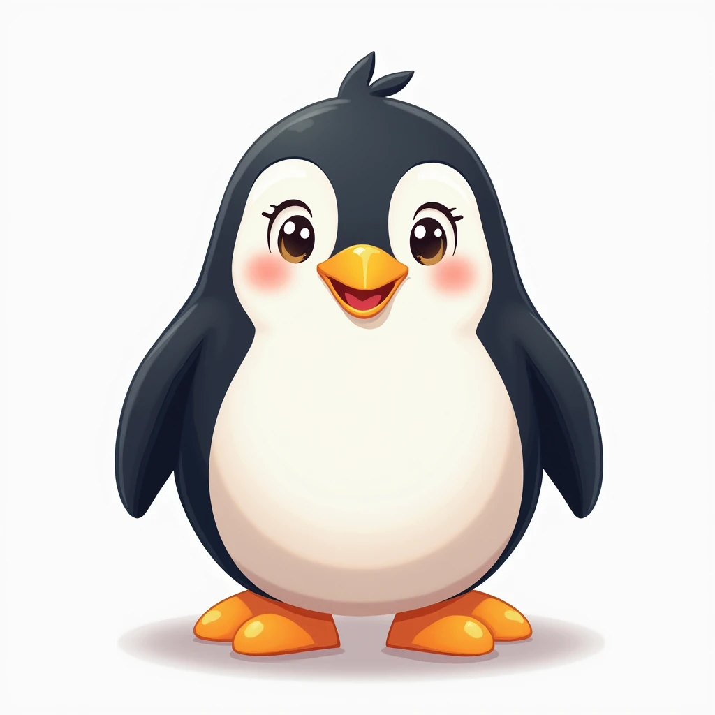 penguin, high resolution, simple background, looking at the audience, Icon style, cartoon style, high resolution, smile, golden eyes,