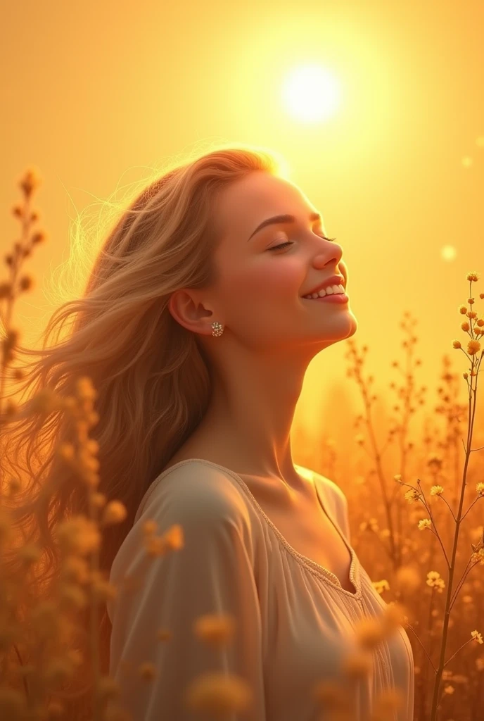 goddess Orange background field bright Cute impression smile True Face