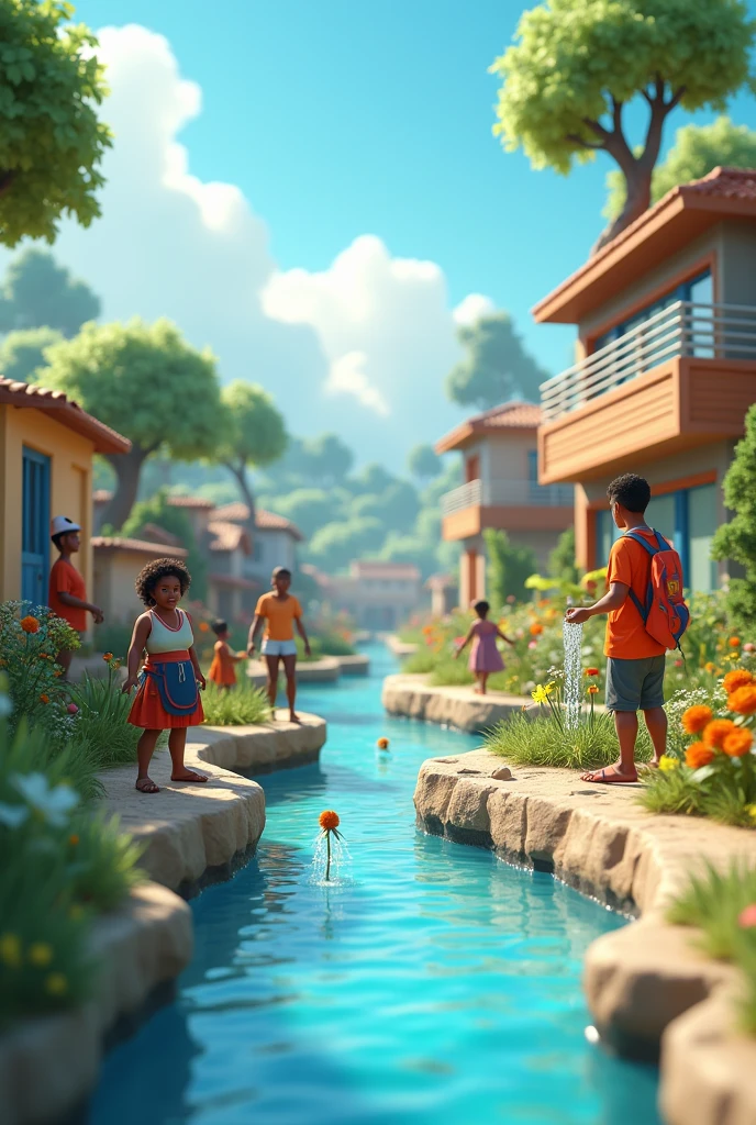 Clean water and sanitation poster 3d animation