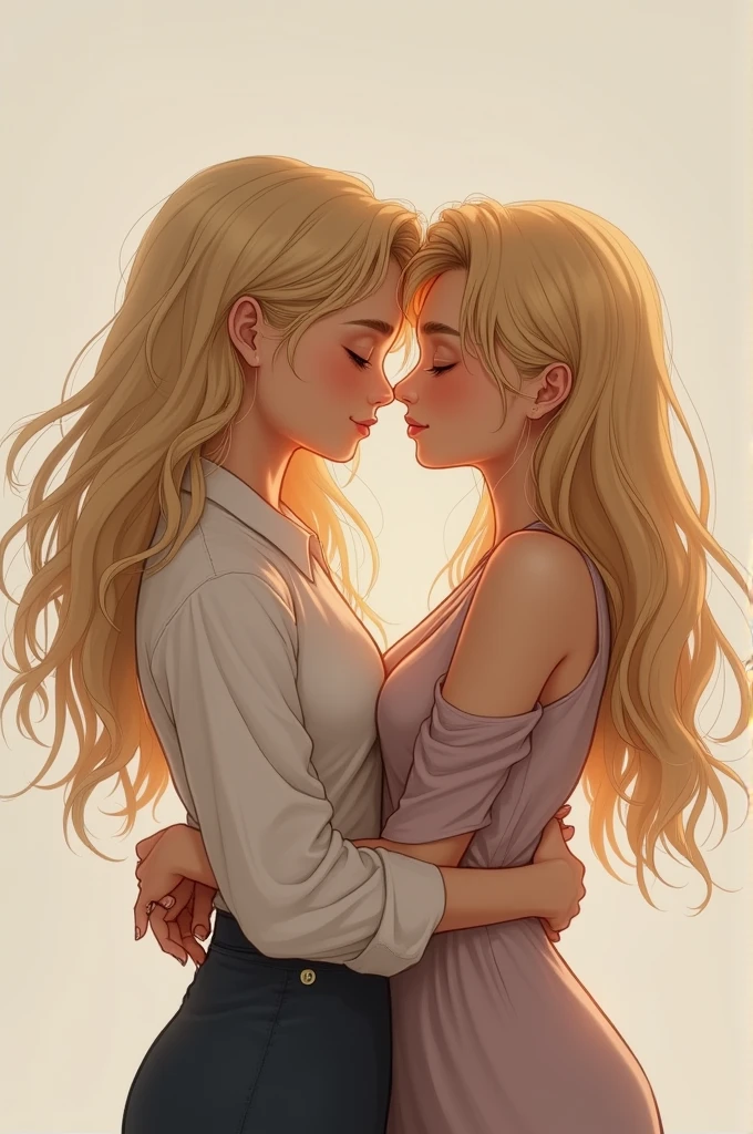  blonde hugging curly haired blonde