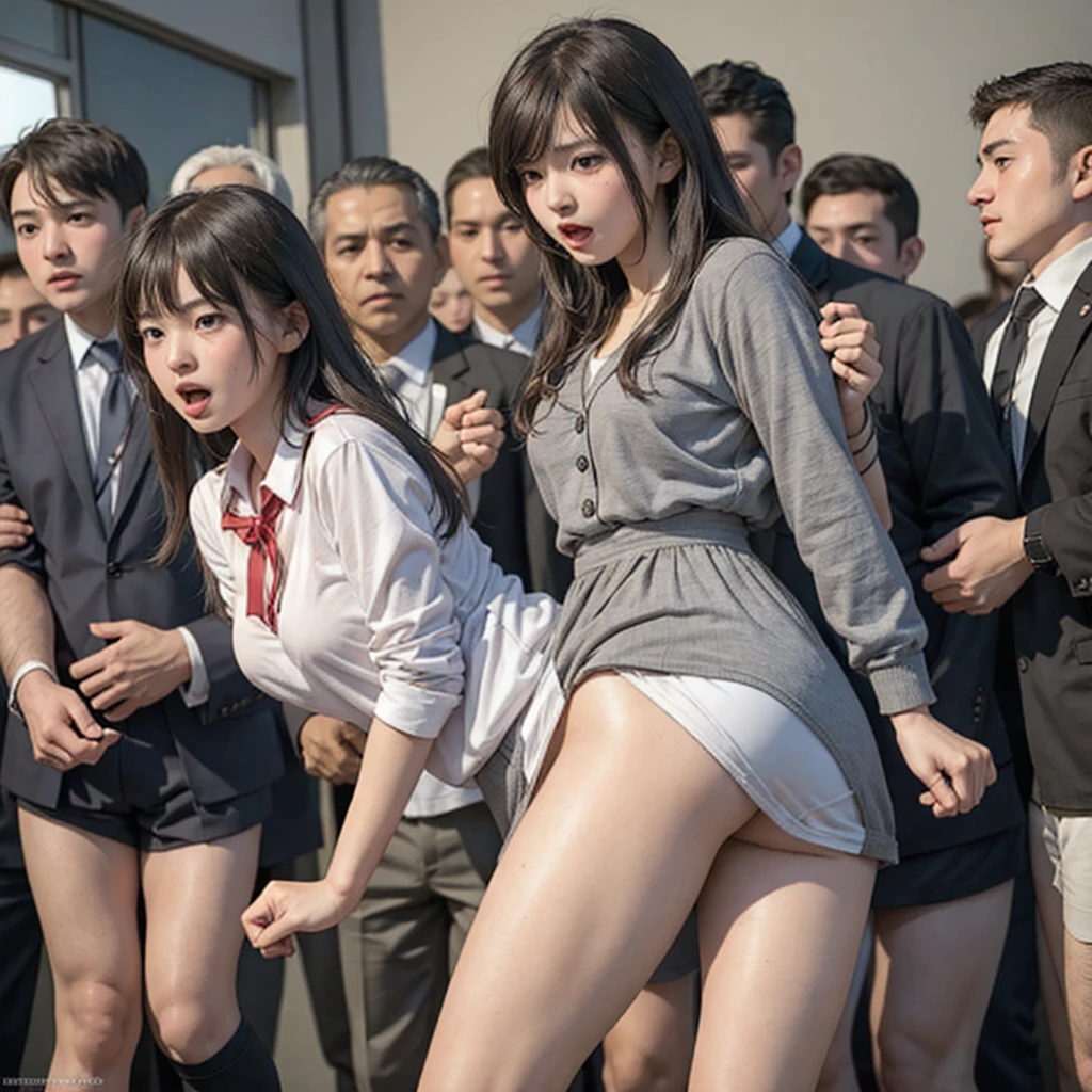 Beautiful and innocent high school girls and sinister high school boys, Crowd, Sexy lingerie exposed, My butt is touched by high school boys, Bare skin exposed, My clitoris is touched by high school boys, Being molested by high school boys, My breasts are fondled by high school boys, A beautiful girl with a fairy-like baby face, Being molested in public makes her scream with her mouth open in shame, Ask your audience for help, Beautiful black hair, Increased sensitivity, Beautiful Eyes, Ultra high definition, Clear white skin, Slender body, Japanese, Anatomically correct