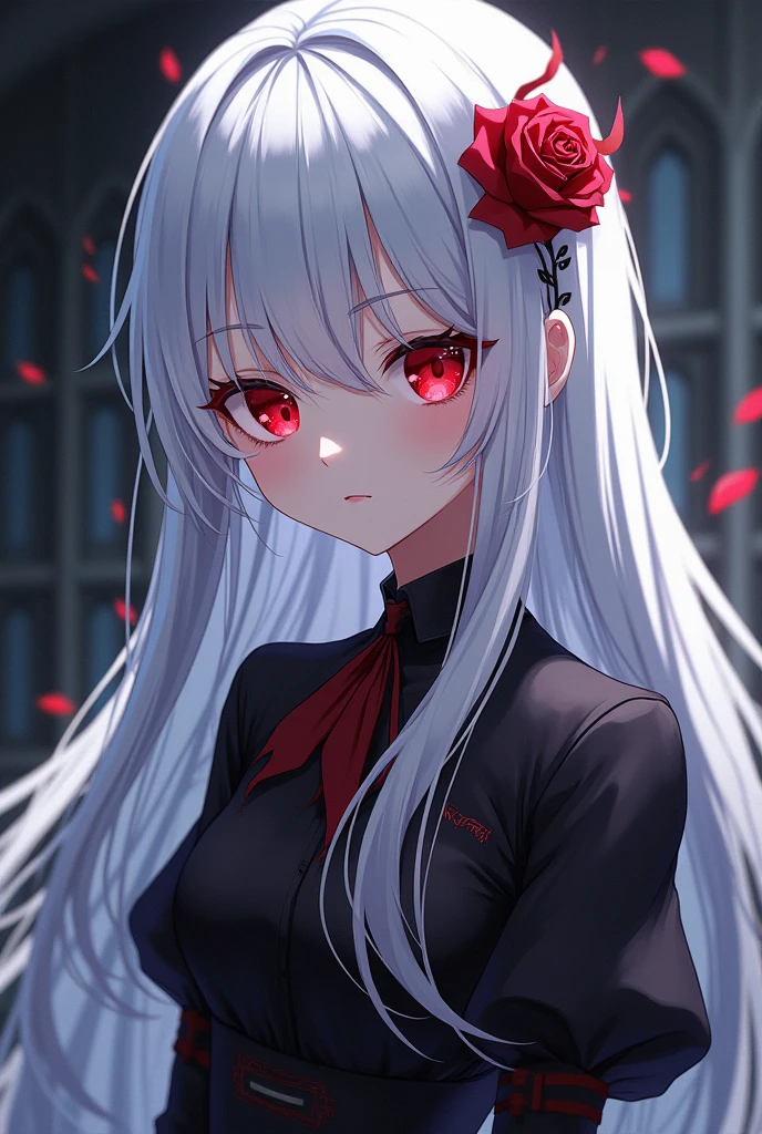 Help create a girl in anime with white hair, a vampire.