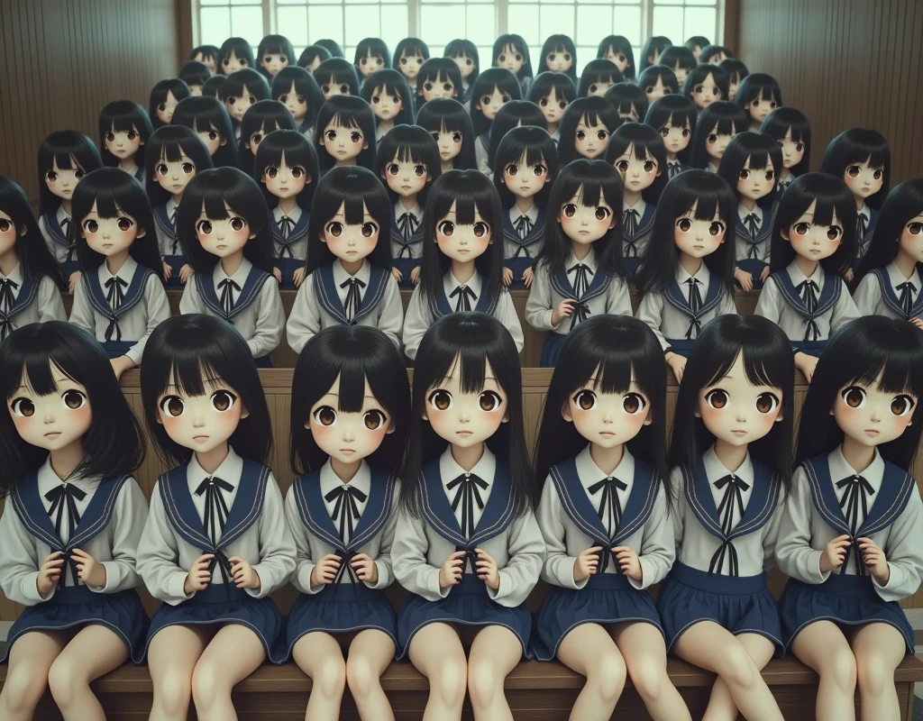 (Japanese Clone-girls=Myself), (Super Best masterpiece Clone-girls Raw Photography Art), (16K, Highest quality, Ultra-high resolution, RAW Photos), (It&#39;s so unrealistic., With unparalleled depiction, With an unfathomable sight, An unprecedented and shocking worldview, Clone-girls: In a world of mass reproduction, Ultra-realistic), (Japanese Girls, Suzuki-Rio, 16yo, Small face, Thick black hair, long hair, Dark Eyes, Mature face, Cute Smile, Smiling face, A gentle gaze, Very pleasant look), (Very beautiful detailed girls, Accurate body structure, Accurate body movements, Very detailed body, (Super big breasts, Large bulge of ample breasts)), ((Schoolgirl uniform, Short sleeve, mini skirt, Emphasise the fullness of your breasts)), (Very detailed, Myself cloning, Depiction of splitting oneself, 1Myself girl→1,000,000,000,000,000,000,000,000,000,000Myself cloning girls), (Myself clone girlsは, With the same perfect appearance, to multiply in large numbers), (Very detailed depiction, Myself&#39;s multiplying female body, In the same female body,With the same face, With the same hairstyle, In the same clothes, At the same height, 同じSuper big breastsで, A completely indistinguishable female body, 1,000,000,000,000,000,000,000,000,000,000 people), (Myself girls only), (Academy, academic level, Commemorative photo depiction, Tiered stage photography, Happy smile, Front view)