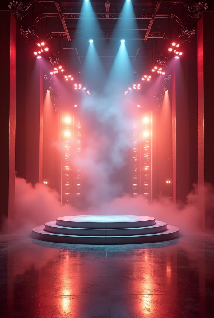 Epicrealism Glamorous Stage with Lights: Ek stage setup jahan bright lights, fog aur reflective surfaces ho, jo aapko spotlight me rakhe.