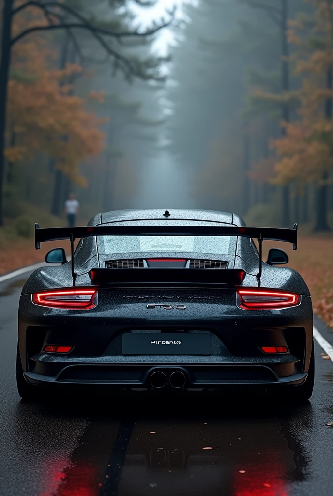 Porsche Gt 3 in black from behind