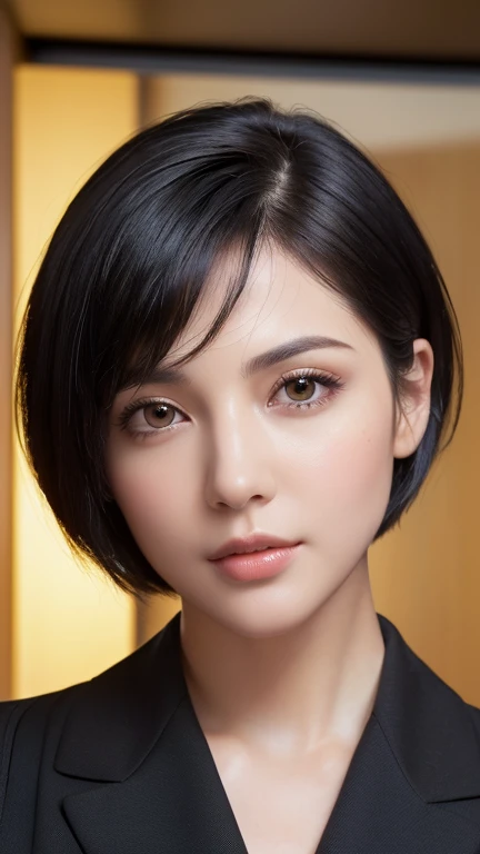 (masterpiece:1.3), (8k, Realistic, RAW Photos, Highest quality: 1.4), (One person), Beautiful Face, (Realistic Face), (Black Hair, short hair:1.3), Beautiful hairstyle, Realistic eyes, Beautiful attention to detail, (Realistic Skin), Beautiful Skin, (office casual), Absurd, Charm, Ultra-high resolution, Ultra-realistic, Very detailed, Golden Ratio