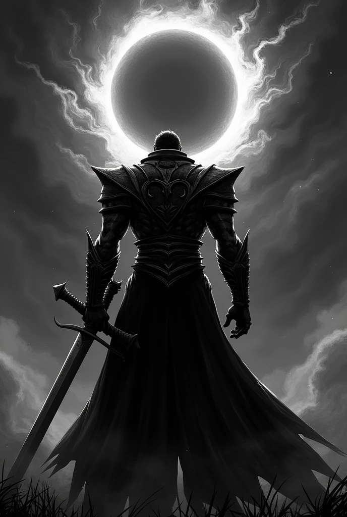 Guts, from behind, eclipse in the background, wallpaper