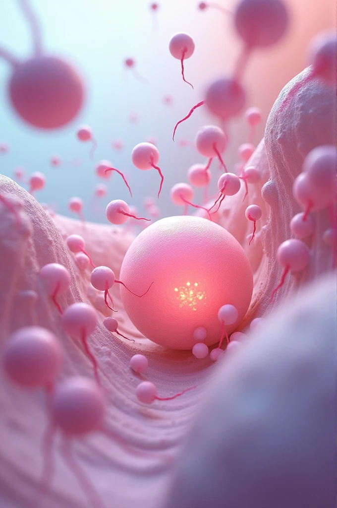Sperm cells with ovum 3D