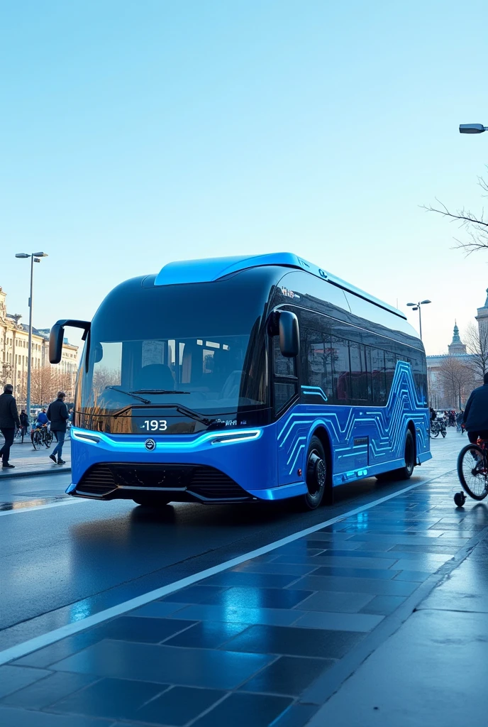 Blue Electric Bus on Test in Chornomorsk. 