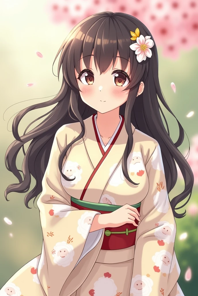 Anime girl in a sheep-design yukata