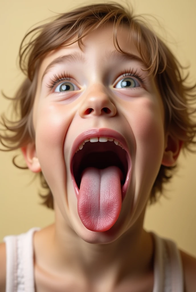 0pen, tongue out, mouth open, from above