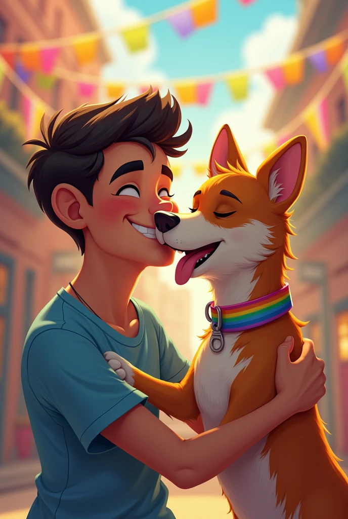 gay person kissing a bi dog,Are they happy,and love the lgbt community