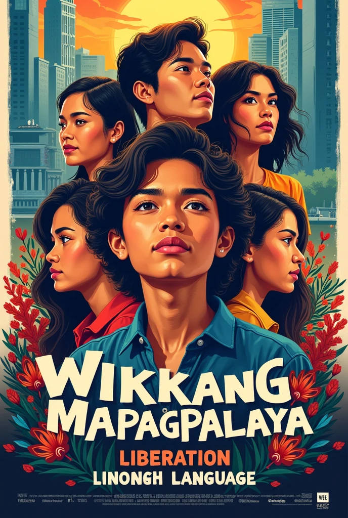make a poster and slogan making about Language Month this 2024 which is about the Liberation Language with all designs and ideas about the Wikang Mapagpalaya in Philippines