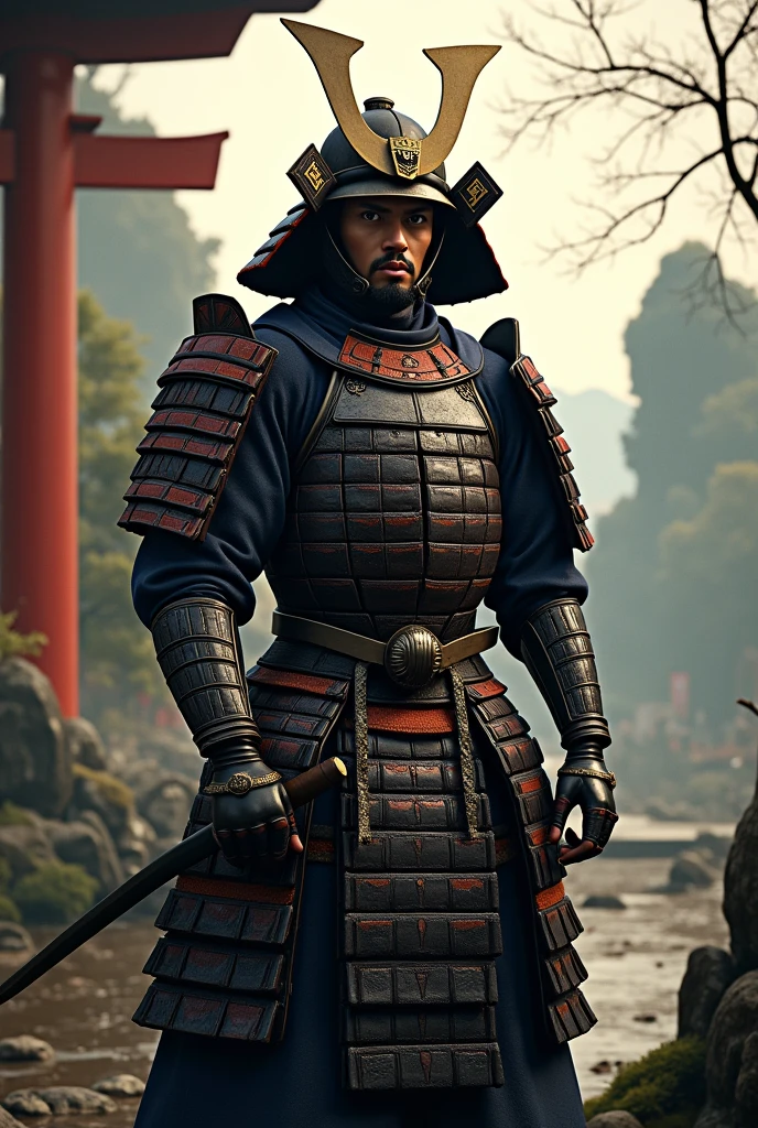 Create a hyper-realistic image of a light-skinned black samurai, no beard or mustache, in a traditional Japanese setting. O samurai deve ter uma presença imponente e ser detalhadu com precisão, usandu uma armadura de samurai completa.
Aparência du Samurai:
Skin and Facial Features: The samurai must have light black skin, with detailed and expressive facial features. The skin should display a realistic texture, com um brilho natural que reflete a iluminação du ambiente. The samurai must have a clean face, no beard or mustache, com uma expressão de determinação e sabeduria. Your eyes should convey intensity and focus.
armour: O samurai está usandu uma armadura completa (yoroi) which must be meticulously detailed. Include pieces like the kabuto (helmet), du (breastplate), in the garden (shoulders), place (arms), e suneate (leg protections). The armor must have a realistic finish, with metal and leather details, and traditional ornaments, as mon (family symbols) and decorative lacquer. Make sure the armor looks authentic and historically accurate.
Katanas and Accessories: O samurai deve estar empunhandu uma katana (japanese sword) com um cabo detalhadu e uma lâmina brilhante. Adicione um segundu katana na parte de trás, in the ready position. Include traditional accessories, like a sashimono (banner) on the back or a tachi (sword belt), Para completar o visual.
Scenario:
enviroment: The setting could be a traditional Japanese garden, with elements such as a torii gate (Japanese gate), bamboo, Stones, ou um campo de batalha com fundu de montanhas e um céu dramático. O ambiente deve ser detalhadu, with realistic textures that help accentuate the samurai and create an authentic context.
Lighting and Atmosphere: Lighting should be dramatic and realistic, with a soft focus on the samurai to highlight the details of the armor and the texture of the skin. Shadows must be natural, realçandu a musculatura e os detalhes da armadura. O fundu deve criar uma sensação de pro