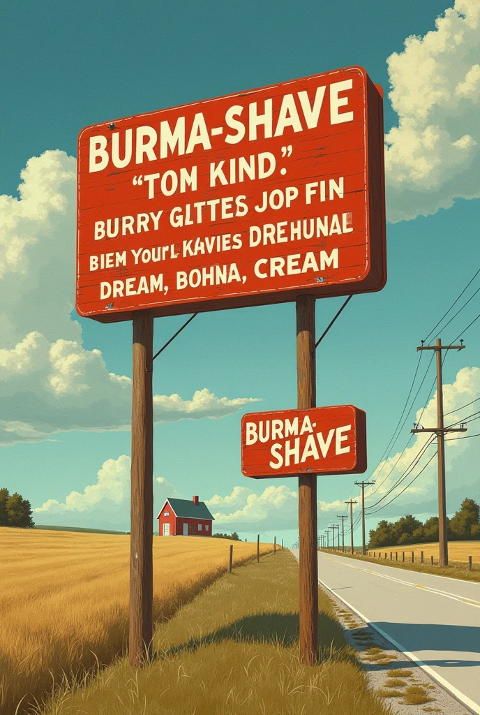 ( the text is taking about Burma shave signs ) They were like little poems, each ending with an ad for Burma-Shave shaving cream.