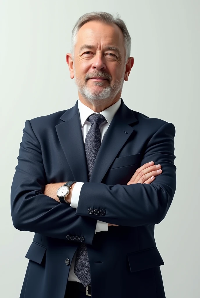 Logo with realistic man with crossed arms, for brand " your official accountant" with the words below