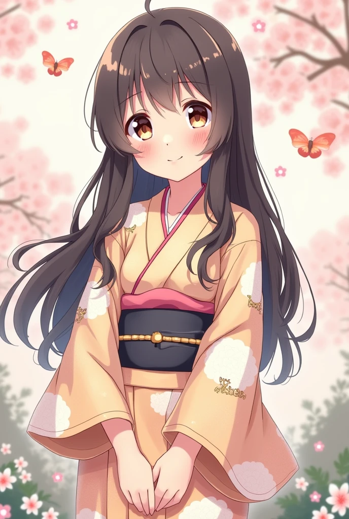 Anime girl in a sheep-design yukata