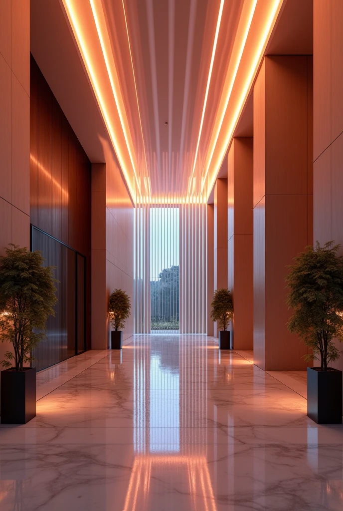 (Extremely detailed CG unity 8k wallpaper),(masterpiece), (best quality), (Extremely detailed), （RGB strip light），Lobby ceiling atmosphere linear lighting