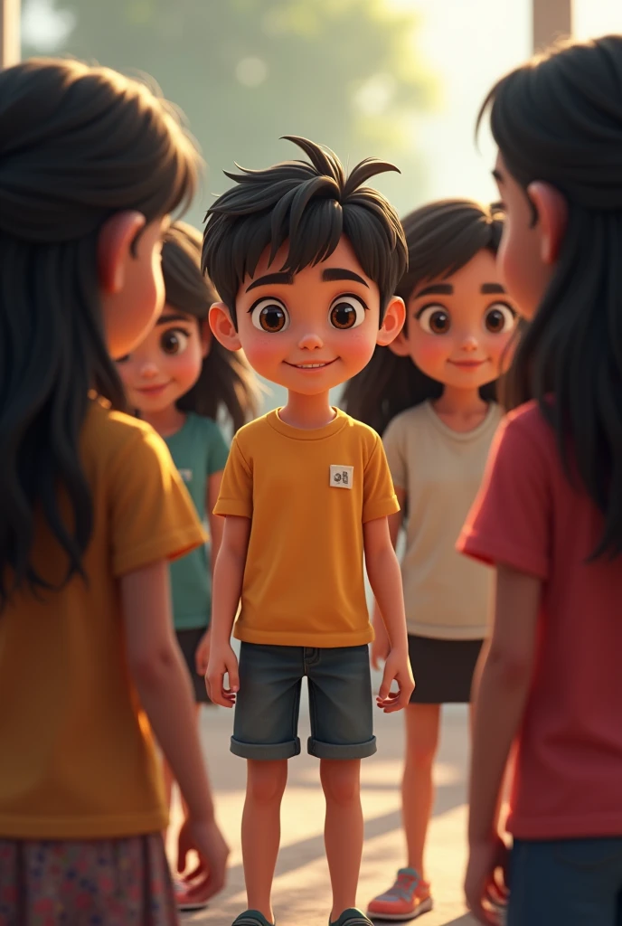 A boy 'Tanmay'is in between girls